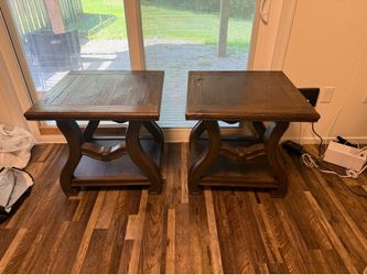 Pair of Rustic Wood end tables