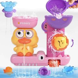 Baby Bath Toys for Kids Ages 1-3 Interactive Toddler Bath Toys Duck Learning Mold Free Shower Tub Toys for 1+ Year Old Girl Gifts with 3 Stacking Cups