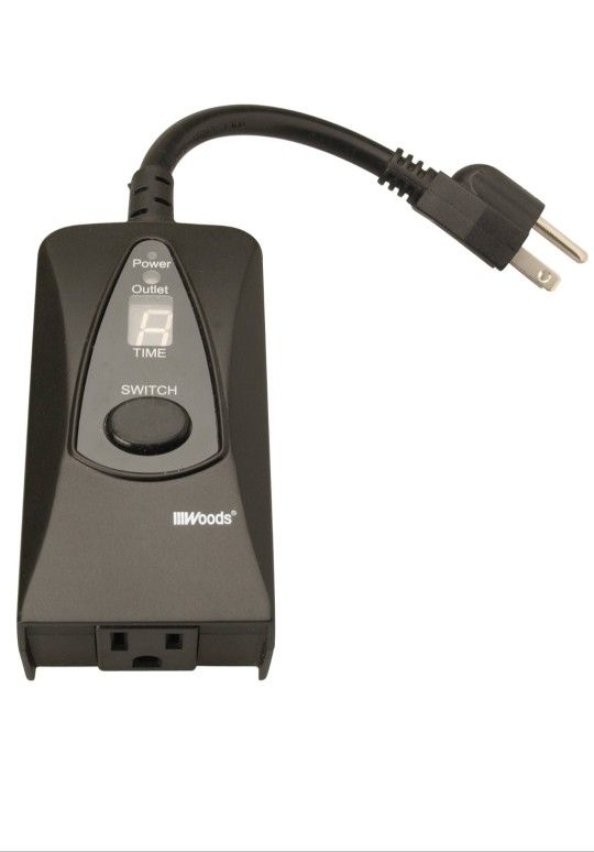 Woods 50013 Outdoor 24-Hour Digital Photocell Timer with Light Sensor Plug-In