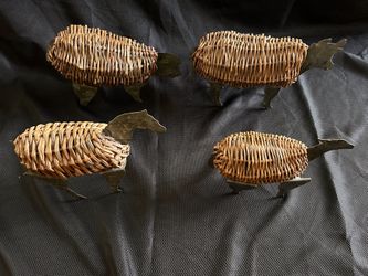 Vintage wicker & metal farm animals