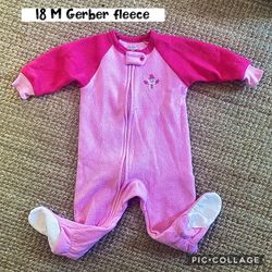 18 M baby girl fleece pajamas, zip putted snowman embroidery