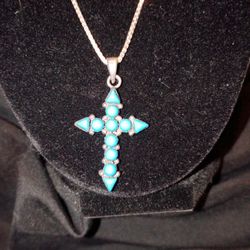 Sterling Cross Pendant With 20in Box Chain