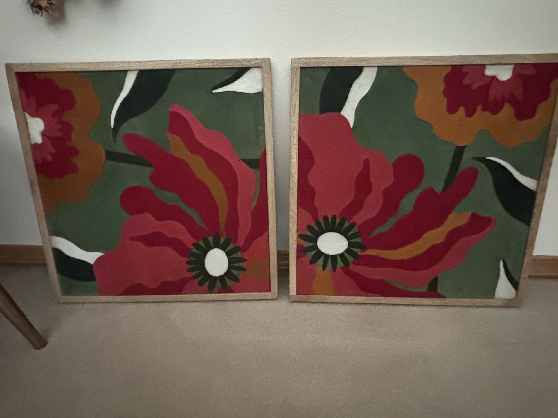 World Market Embroidered Wall Art X2