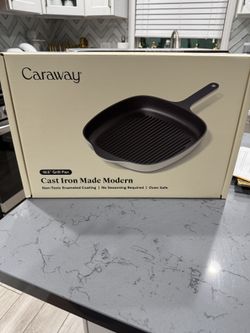 Caraway Enameled Cast Iron Grill Pan - 10.5” Grill Pan for Stovetop Cooking