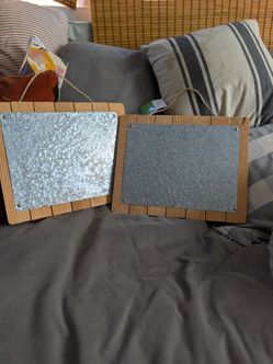 Rustic Wood and Galvanized Metal Wall Signs – Set of 2