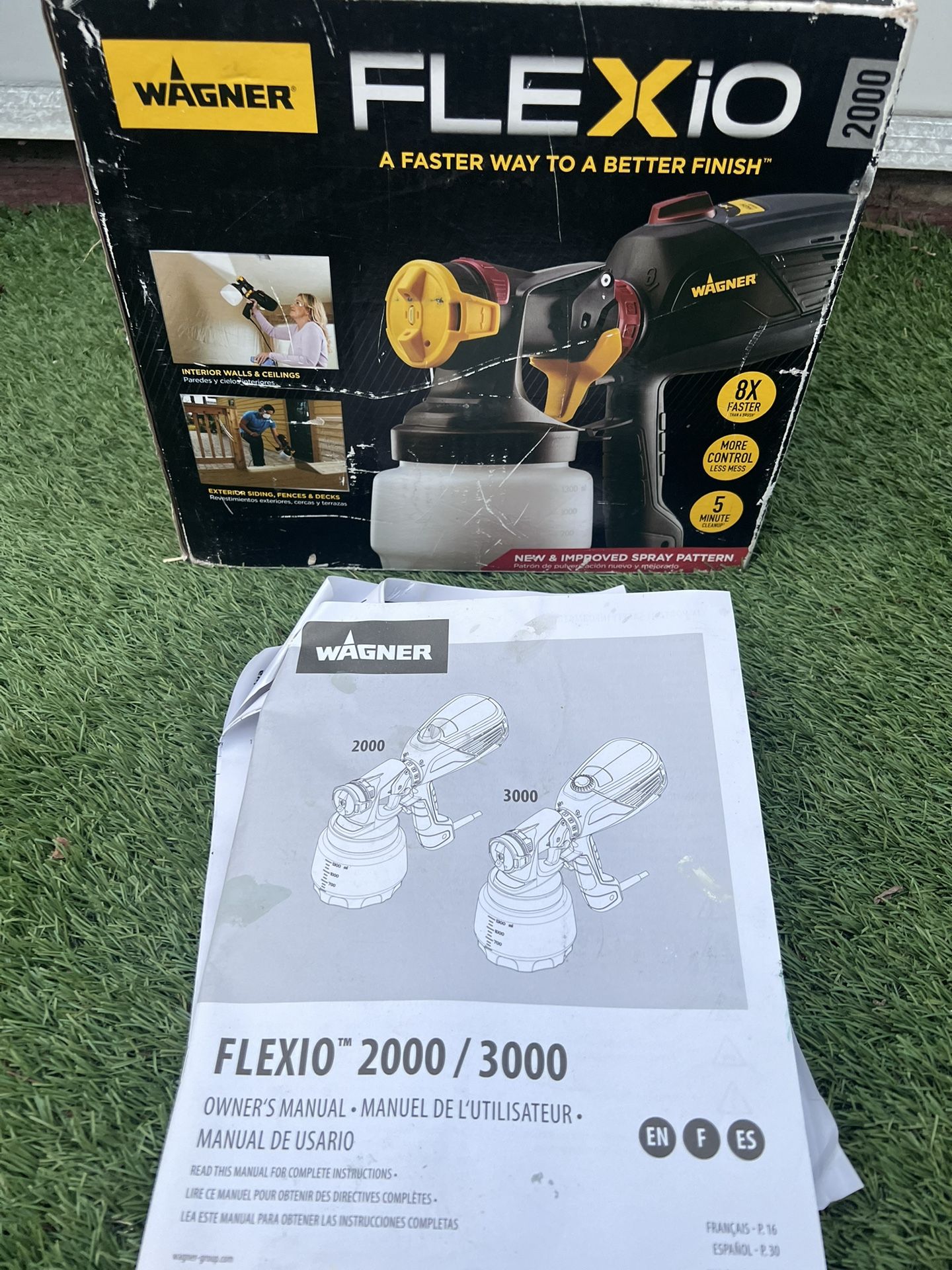 Wagner Flexio 2000 HVLP Paint Sprayer with Case, Interior Exterior, Free Ship!