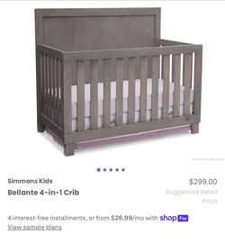 Simmons Kids 4-in-1 Convertible Crib – Gray – Complete with Instructions