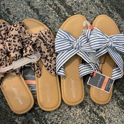 2 Pair Woman / Teen Sandals Sz Sm 5/6