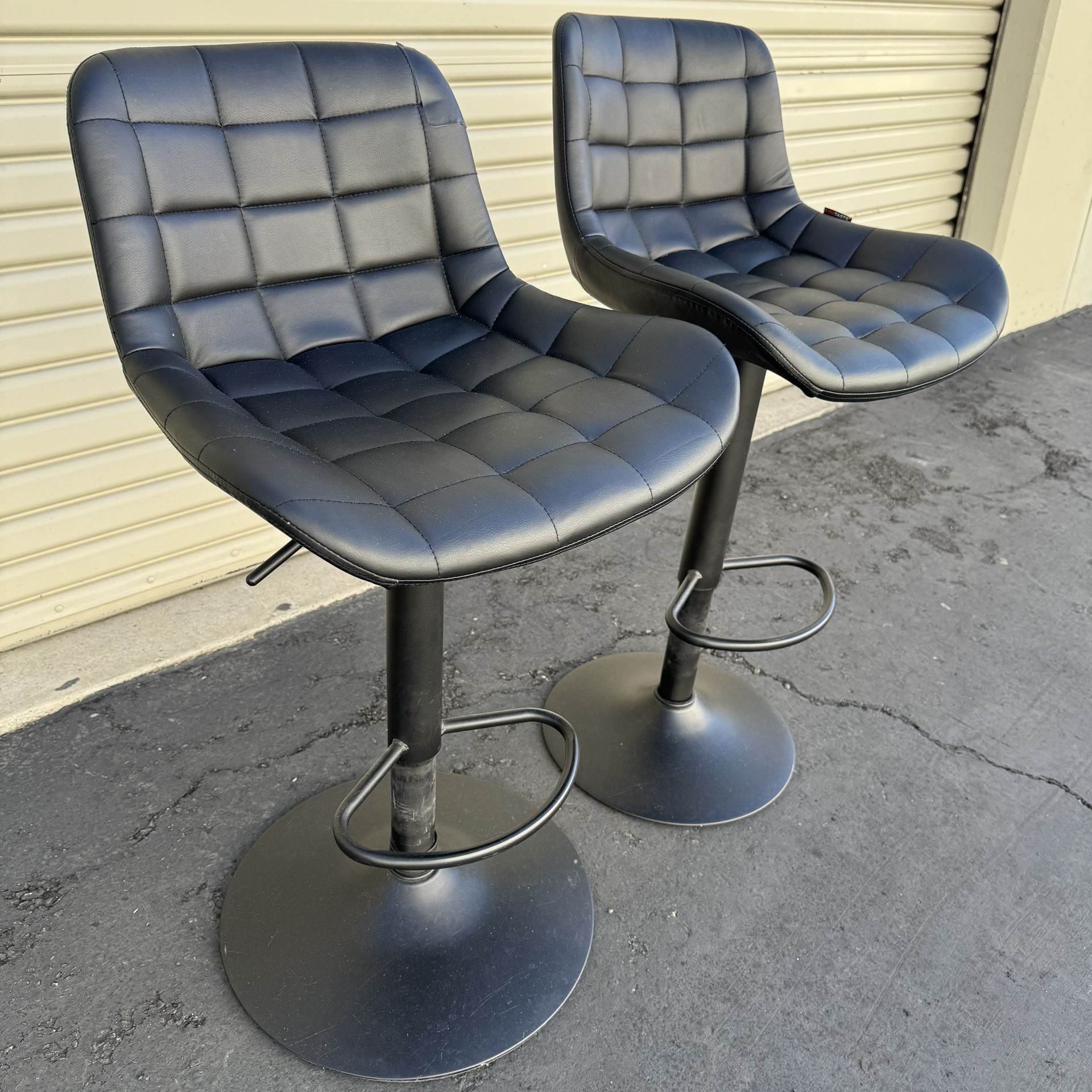 YOUTASTE Black Bar Stools Counter Height Bar Stool Set of 2 Adjustable Swivel Faux Leather Barstools