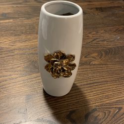 Vase White With Gold Flower