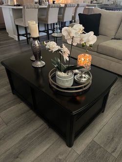 Black Wood Coffee Table with Storage