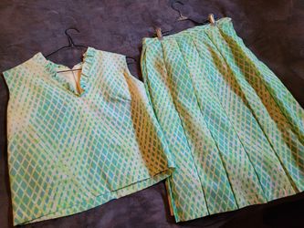 Vintage Sleeveless Top & Pleated Skirt.