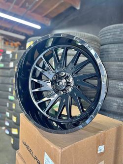 TIS547B 22x12 Wheels 33” MT Tires Package Deal Fits CHEVY GMC TUNDRA RAM FORD F-150 WE FINANCE