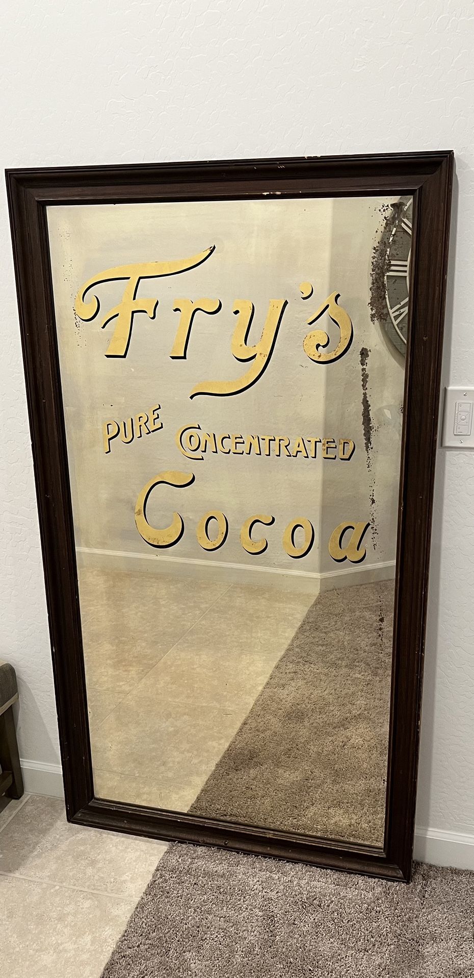 Huge Vintage Fry’s Pure Concentrated Cocoa Mirror