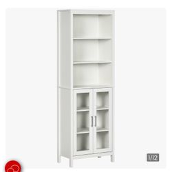 New In  Box:  TALL bathroom storage cabinet glass door, 3 adjustable selves