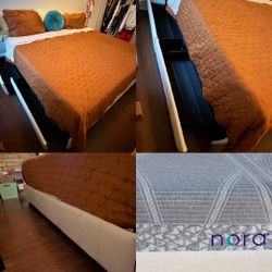 King Size Bed Frame w/ Storage drawers & Nora hybrid mattress