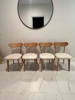 4 Mid century modern solid wood dining chairs