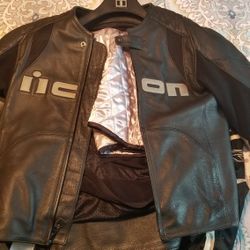 ICON Leather With Built In Armor Riding Jacket 