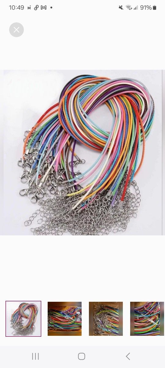 10pcs. Leather String Necklaces Adjustable random Color