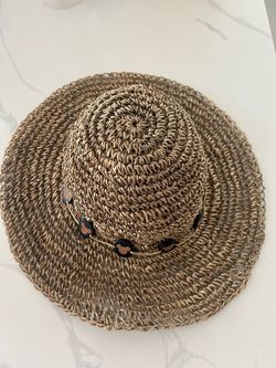 Disney parks tan straw summer hat with Mickey