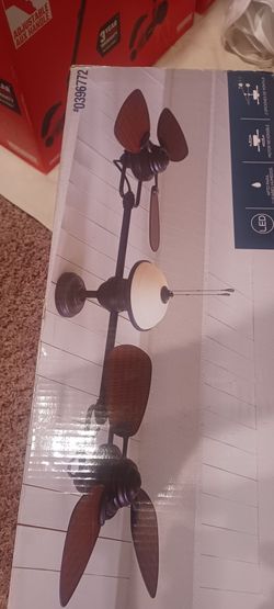 NEWHarbor Breeze Twin Breeze II 74-in Oil-Rubbed Bronze Indoor/Outdoor Ceiling Fan with Light Kit (6-Blade)