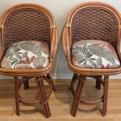 Rattan Swiveling Bar Stools
