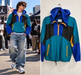 Urban Outfitters Retro Colorblock Windbreaker XS