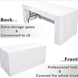 2 White Fitted Table Covers 6FT – Stretch Spandex – Event / Vendor