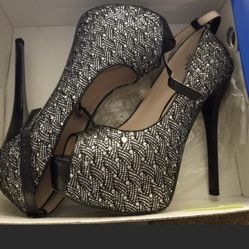 Black Glitter Heels