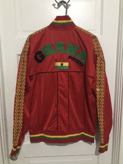 New Men’s Konvict 🇬🇭 Ghana Red Studded Zip Up Jacket Lightweight Lined Sz L- 3X