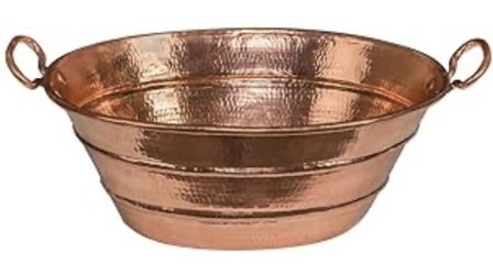 New Premier Copper Products VOB16PC 19-Inch Oval Bucket Vessel Hammered Copper Sink with Handles in Polished Copper
