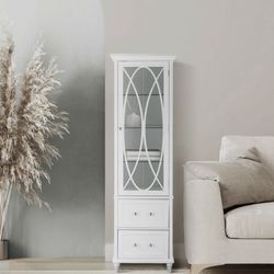 Pier 1 Linen Tower Bathroom Cabinet White Adjustable Shelves