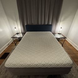 Queen Tempur Pedic Mattress With Frame And Headboard, Box Spring, End Tables