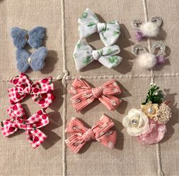 Girls Hair Bow Bundle - 5 Sets + Bonus Clip