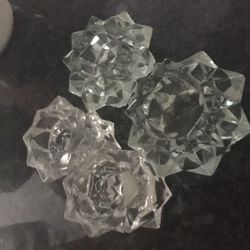 4 Crystal Glass Candle Holders 2 Sets