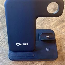 Aitiee Black 3 In 1 Fast Wireless Charging Stand For Phone Watch Earbuds