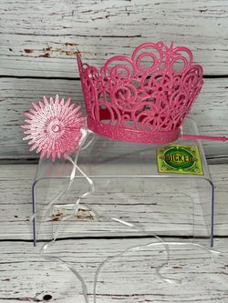 Wicked Pink Glitter Crown and Wand Set