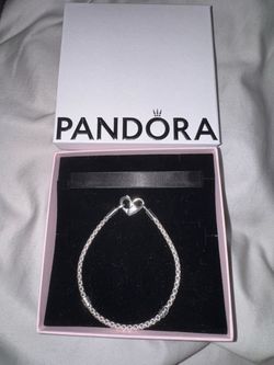 Pandora Silver Chain Bracelet with Heart Clasp