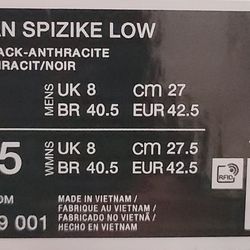 JORDAN SPIZIKE LOW (Size 9) Black
