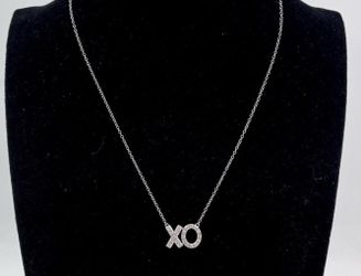 14k White Gold Cable Chain Diamond XO Pendant 15" Necklace 1.65g-Pick Up Only Highland Park