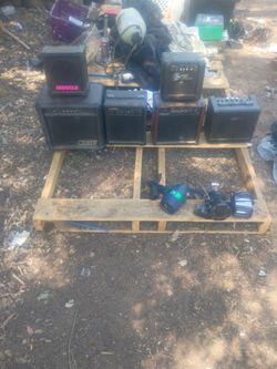 Guitar amplifiers and strobe light and Lazer effect lights