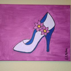 Handpainted Flower Pump Acrylic Painting On Canvas Wall Art 11x14"