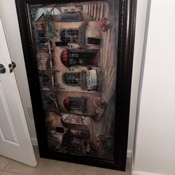 Larger framed European Cafe Scene Painting 