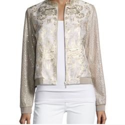 Designer Clothes New Elie Tahari Gold Bomber Jacket size XS