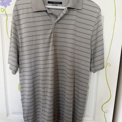 Greg Norman Mens Golf Shirt Striped Gray L
