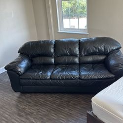 Full Size Black Leather Couch