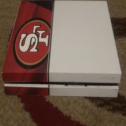 white PS4 with 49ers customization 