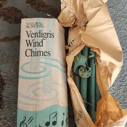 Brand New in Box 11 in Natural Wonders Verdigris Wind Chimes