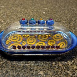 🧈 Handmade Fused Glass Butter Dish | Artisan Studio Art | Colorful Kitchen Decor