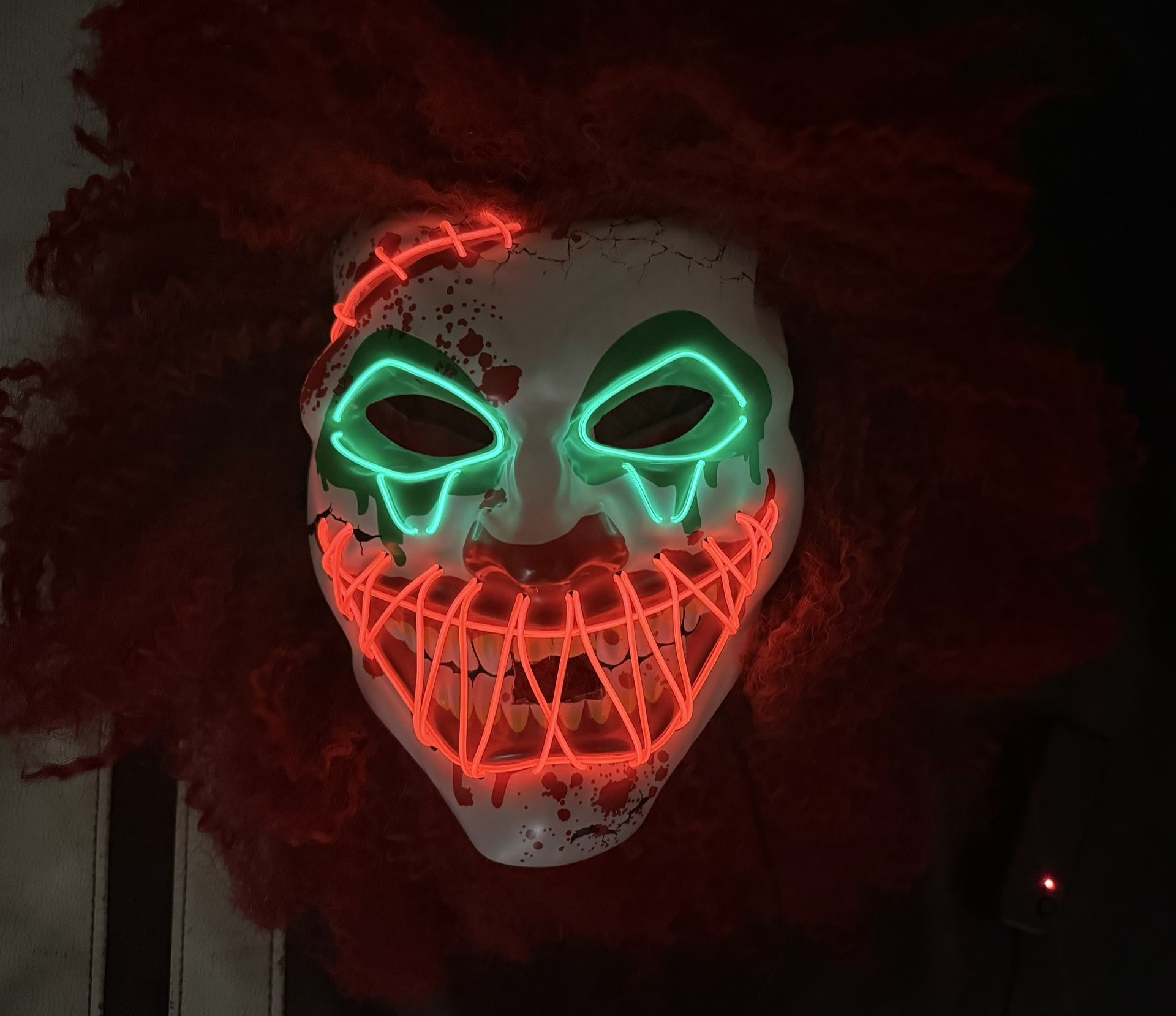 Mens Clown Halloween Costume (Light Up Mask)